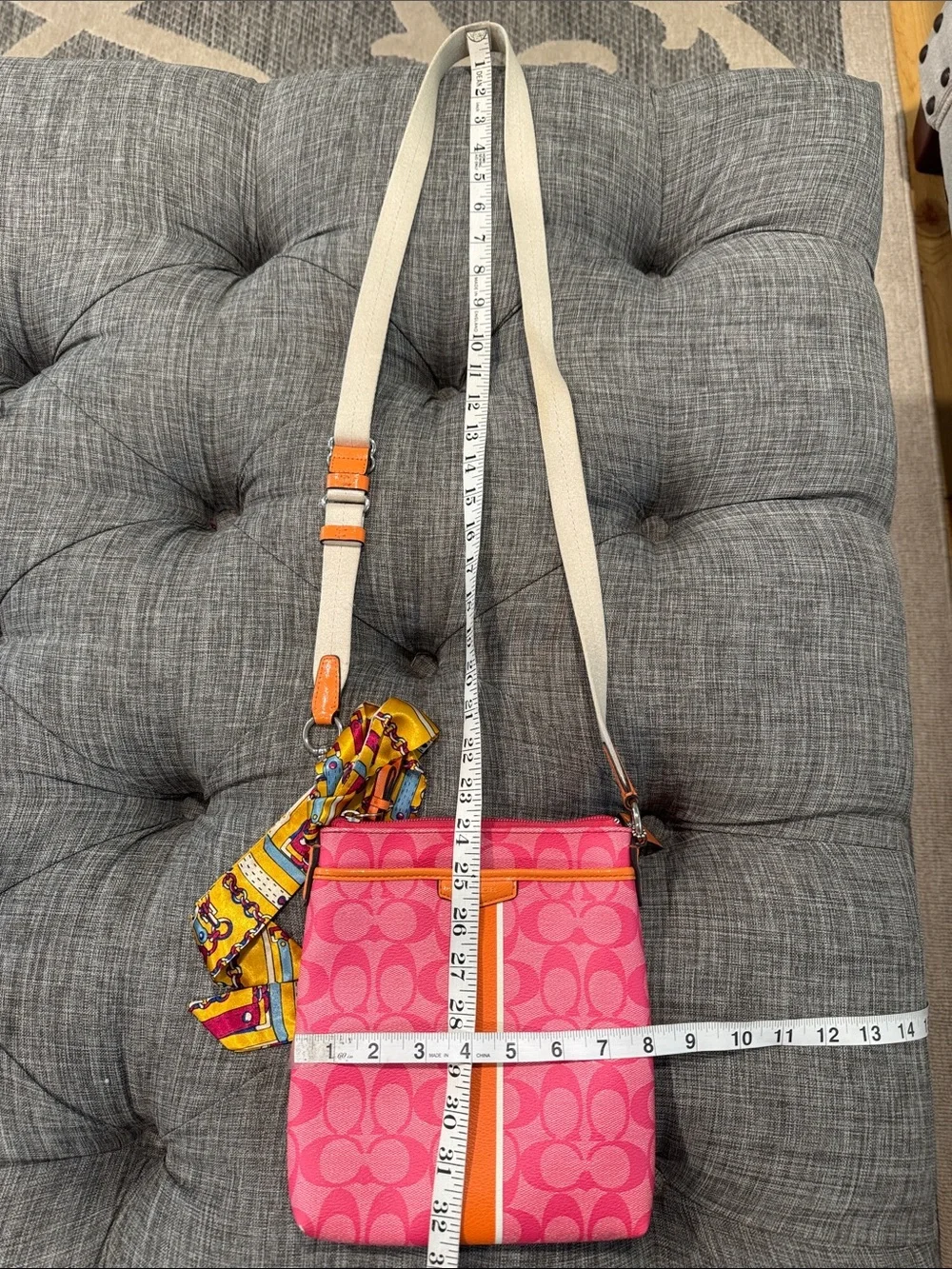 Coach Bag Signature Pink Orange Stripe Swingpack Crossbody - Picture 17 of 17